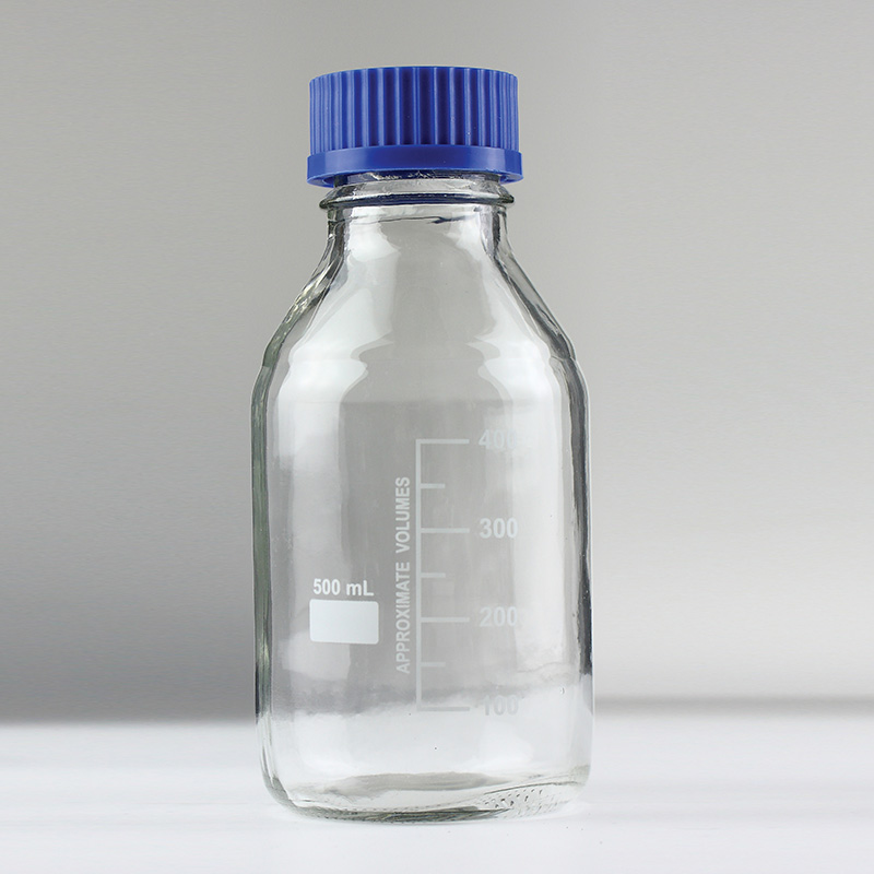 Blue Cover Reagent Bottle Clear